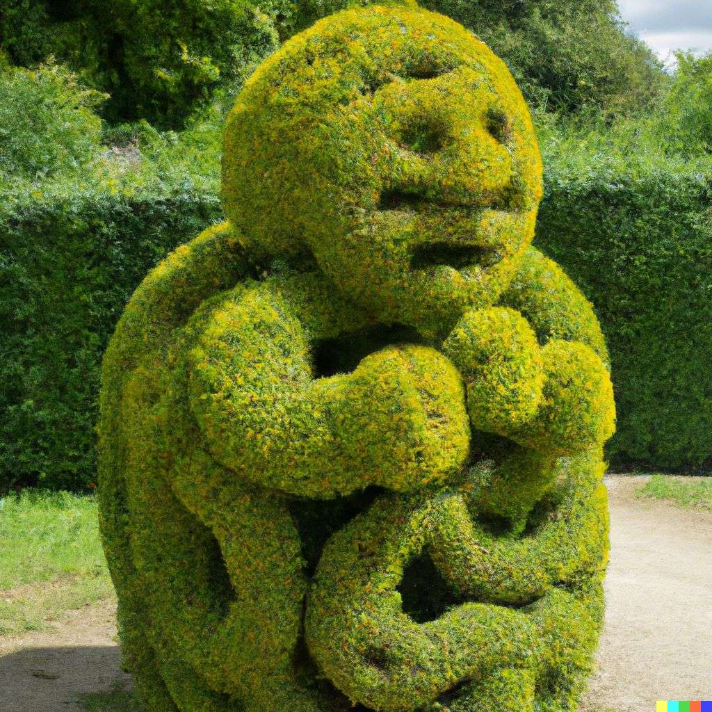 topiary in the shape of a representation of anxiety